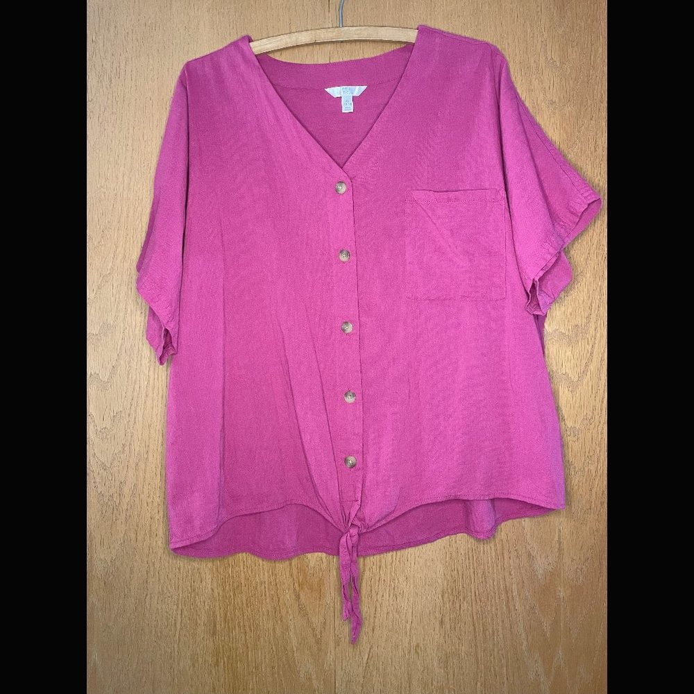 Time and Tru Pink Button-up Blouse Size XL